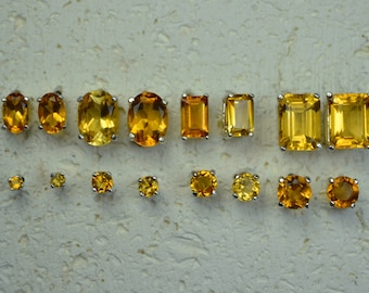 YellowNatural Stone earringsSterling Silver stud4mm Citrine DotsRound Stud Earrings Real stone Made in USA