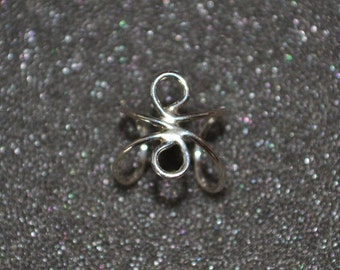 Double Loop Wire Ear Cuff Sterling Silver - Non-pierced adjustable clip on ear jewelry. Ear wrap, completely nickel free and hypoallergenic.