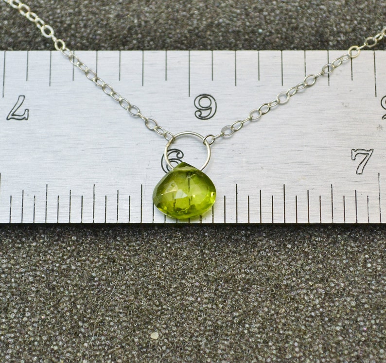 Genuine Peridot Faceted Larger Briolette Necklace Or Pendant, You Choose Dainty minimal layering August birthstone in sterling silver. image 6