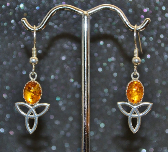 Orecchini a nodo Celti, in argento Sterling con pietra di luna, con