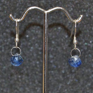 Genuine Kyanite Faceted Larger Briolette Earrings, Hook Or Lever Back, You Choose! Dainty simple classic true blue gems in sterling silver.