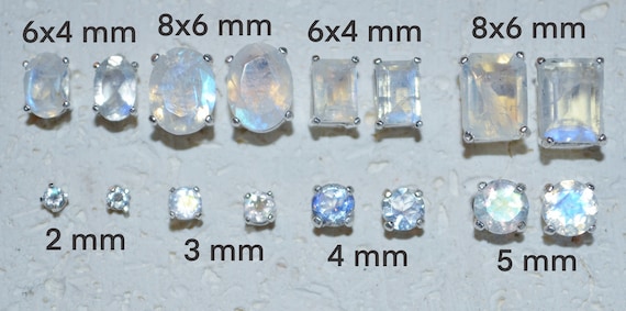 Faceted Rainbow Moonstone Post Stud Earrings Oval Sterling Silver Faceted Rainbow Moonstone Post Stud Earrings Oval Sterling Silver