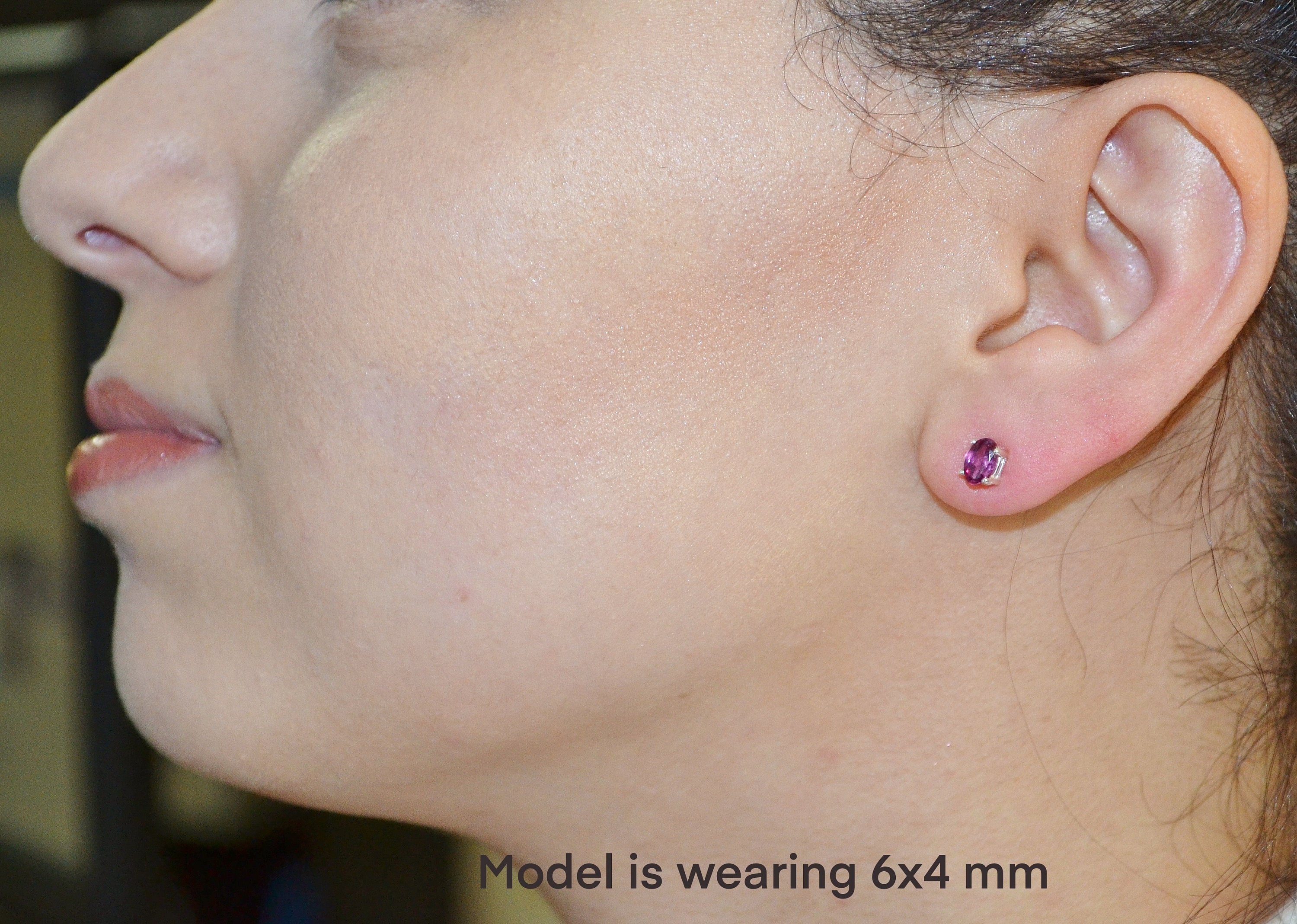 Genuine Rhodolite Garnet Stud Earrings -Choose a size! Sterling silver and January birthstones, post earrings, no nickel and hypoallergenic.