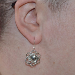 Pu&ograve; includere: Orecchini a forma di atomo in argento con un centro rotondo e un design delicato in filo.