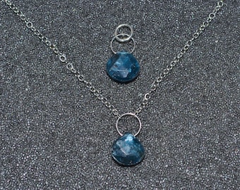Genuine Teal Kyanite Faceted Larger Briolette Necklace Or Pendant, You Choose! Dainty minimal simple layering blue/green gem in sterling.
