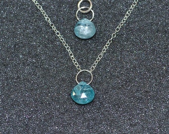 Genuine Blue Zircon Faceted Larger  Briolette Necklace Or Pendant, You Choose! Dainty minimal simple layering December birthstone in silver.