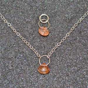 Genuine Orange Sunstone Faceted Briolette Necklace Or Pendant, You Choose! Dainty minimal simple layering sparkly orange gemstone in silver.