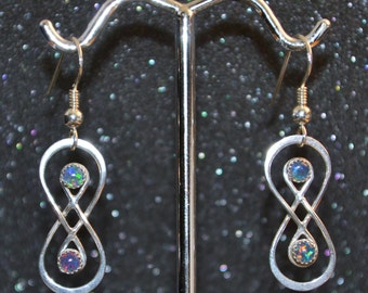 Double Infinity Loop Earrings in Sterling Silver - Choose a Gemstone! Lemniscate symbol with genuine stones, nickel free and hypoallergenic.