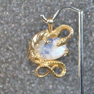 Cast Dimensional Dragon Fantasy Pendants - Choose a Stone!  Bronze, genuine 18 x 13 mm stones, non plated, nickel free and hypoallergenic.