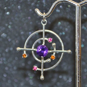 Sterling Silver Geometric Amethyst &quot;Broken Circle&quot; Pendant. Completely nickel free and hypoallergenic.