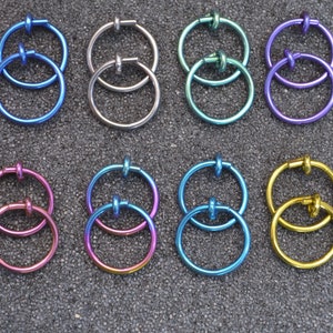 16 g. Niobium 1/2" (12 mm) Hoop Earrings - Choose a color! For nose, cartilage, rook, septum and lobes, nickel free and hypoallergenic.