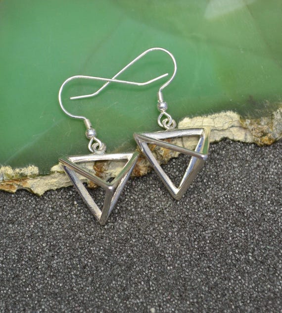 Orecchini Lunghi Forever 21 &ndash; Geometrici Triangolo Nero E Turchese Con Punte Oro, 12cm