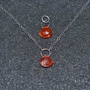 Genuine Orange Sunstone Faceted Larger Briolette Necklace Or Pendant, You Choose! Dainty minimal layering sparkly orange gemstone in silver.
