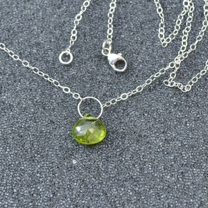 Genuine Peridot Faceted Larger Briolette Necklace Or Pendant, You Choose Dainty minimal layering August birthstone in sterling silver. image 5