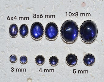 Genuine Iolite Cabochon Stud Earrings -Choose a size! Sterling silver earrings in violet blues, non-plated, nickel free and hypoallergenic.