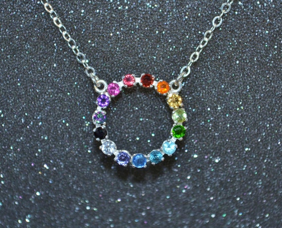 Sterling Silver Rainbow Gemstone Circle Necklace A Prismatic Collection of  Stones in an Eternity Setting. Nickel Free and Hypoallergenic. - Etsy