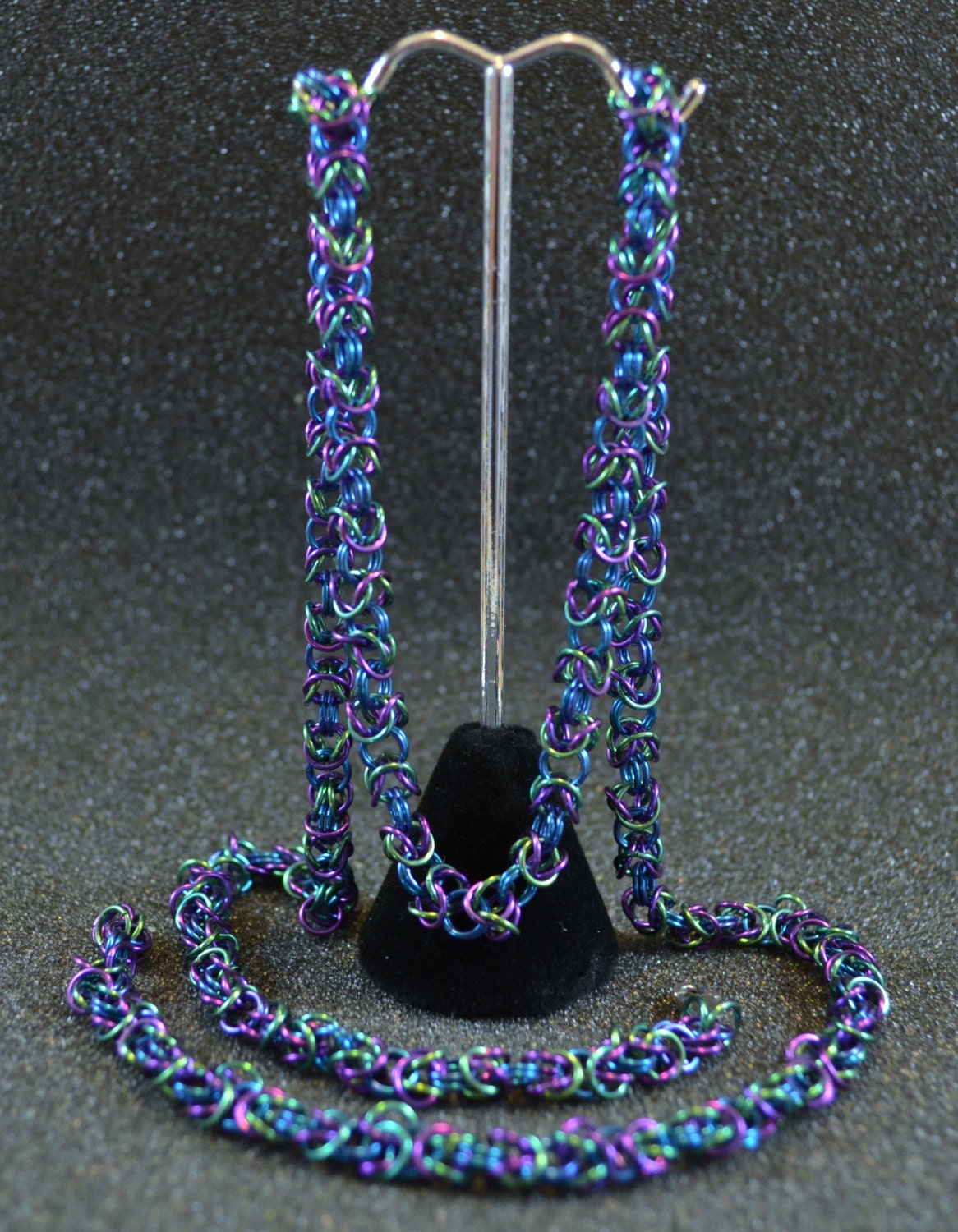 Blue Green Purple Niobium Byzantine or Box Chain Necklace - Pick
