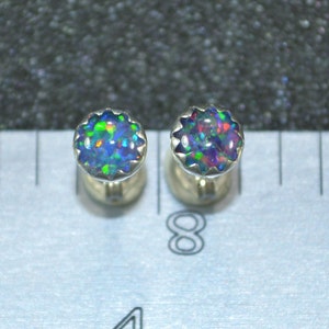 Genuine Opal Triplet Stud Earrings Choose a size Sterling silver and October birthstones, post earrings, no nickel and hypoallergenic. image 6