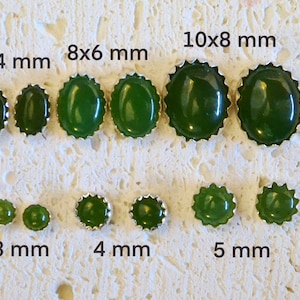 Genuine Nephrite Jade Cabochon Stud Earrings - Choose a size! Sterling silver green post earrings, non-plated, no nickel and hypoallergenic.