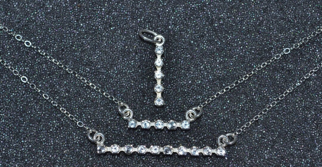 本物の 2 mm ホワイト トパーズ ファセット ジェム バー ネックレス 