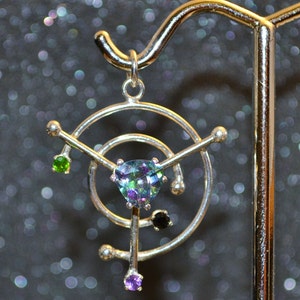 Sterling Silver Geometric Mystic Topaz &quot;Broken Circle&quot; Pendant. Completely nickel free and hypoallergenic.