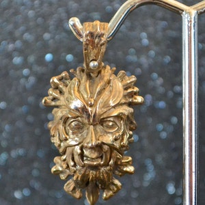 Cast Solid Green Man Pendant - Bronze anthropomorphic representation of rebirth and spring, non-plated, nickel free and hypoallergenic.