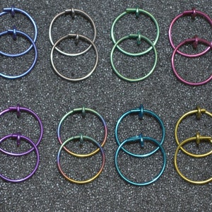 Niobium 1/2" (12 mm) Hoop Earrings - Choose a color! 20g. for nose, cartilage, rook, septum and lobes, nickel free and hypoallergenic.