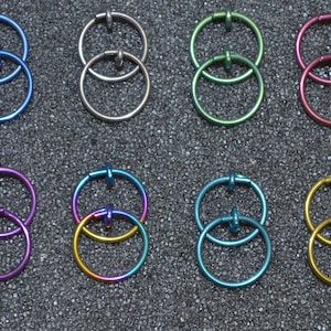 Niobium 3/8" (10 mm) Hoop Earrings - Choose a color!  20g. for nose, cartilage, rook, septum and lobes, nickel-free and hypoallergenic.