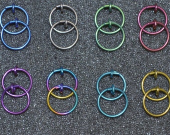 Niobium 3/8" (10 mm) Hoop Earrings - Choose a color!  20g. for nose, cartilage, rook, septum and lobes, nickel-free and hypoallergenic.