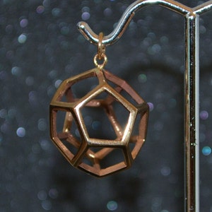 Cast Dodecahedron Pendant Or Charm (d12) -  Bronze 3D geometric, platonic &quot;solid&quot; wire outlines, non-plated, nickel free and hypoallergenic.