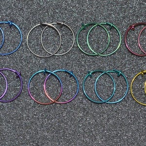 Niobium 5/8&quot; (15.88 mm) Hoop Earrings - Choose a color! 20g. for nose, cartilage, rook, septum and lobes, nickel free and hypoallergenic.