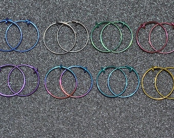 Niobium 5/8" (15.88 mm) Hoop Earrings - Choose a color! 20g. for nose, cartilage, rook, septum and lobes, nickel free and hypoallergenic.