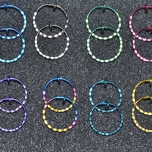 Niobium 1/2" (12 mm) Hammered/Textured Hoop Earrings - Choose a color!  20 g. Piercing jewelry, completely nickel free and hypoallergenic.