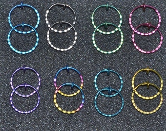 Niobium 1/2&quot; (12 mm) Hammered/Textured Hoop Earrings - Choose a color!  20 g. Piercing jewelry, completely nickel free and hypoallergenic.