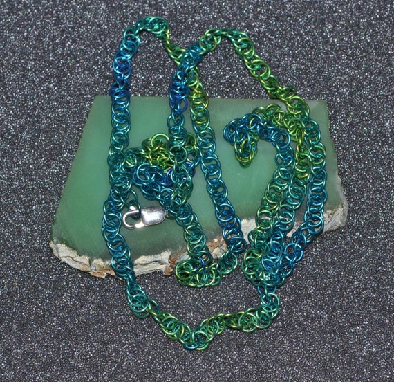 Blue Green Ombre Niobium Rope Chain Necklace - Pick Your Length