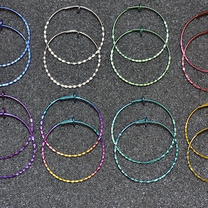 Niobium 15/16&quot; (24 mm) Hammered/Textured Hoop Earrings - Choose a color!  20g. for cartilage and lobes, nickel-free and hypoallergenic.