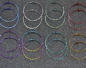 Niobium 15/16" (24 mm) Hammered/Textured Hoop Earrings - Choose a color!  20g. for cartilage and lobes, nickel-free and hypoallergenic.