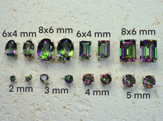 Mystic Topaz Round Faceted Stud Sterling Silver Earrings- 4 Sizes Available Mystic Topaz Round Faceted Stud Sterling Silver Earrings- 4 Sizes Available
