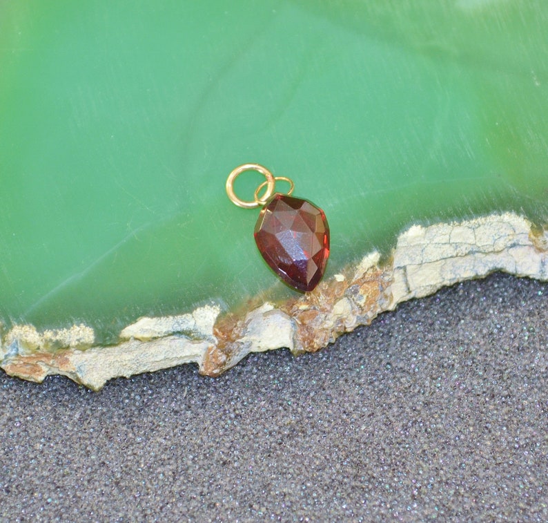 Genuine Garnet Faceted Fancy Briolette Pendant Dainty minimal simple layering red January birthstone. Goldfill Or Sterling You Choose