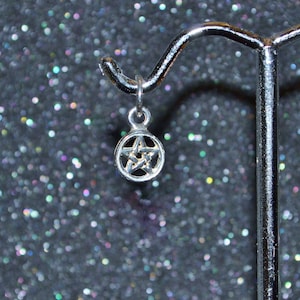 Cast 7mm Sterling silver Tiny Silver Pentacle Pendant - Mini Wiccan icon, 5 elements symbol, non-plated, nickel free and hypoallergenic.