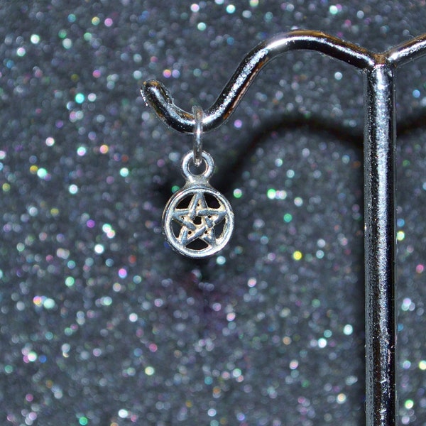 Cast 7mm Sterling silver Tiny Silver Pentacle Pendant - Mini Wiccan icon, 5 elements symbol, non-plated, nickel free and hypoallergenic.