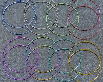 Niobium 2 5/16" (60 mm) Hoop Earrings - Choose a color! 20g. for lobes, completely nickel free and hypoallergenic.