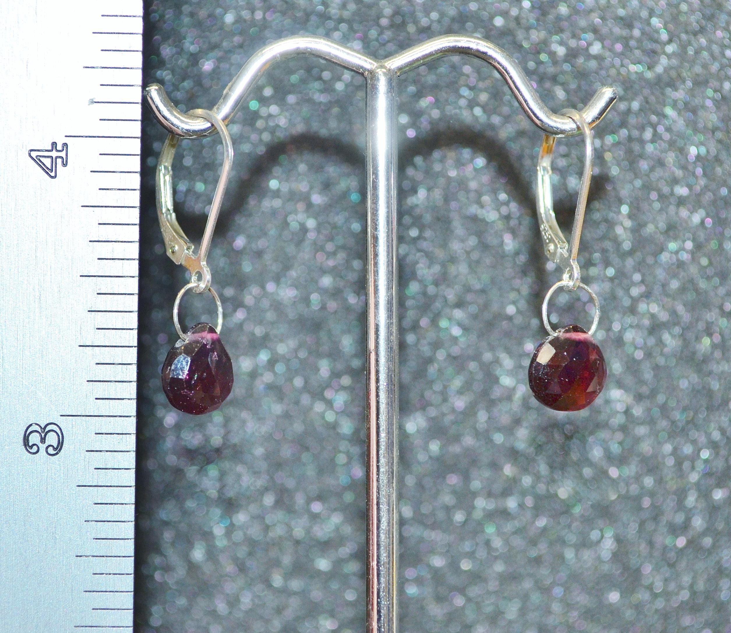 Boucles D'oreilles Dormeuses En Argent 925 Avec Grenat - Neuf Avec étiquettes, Style Briolette, Rose-Mimosa
