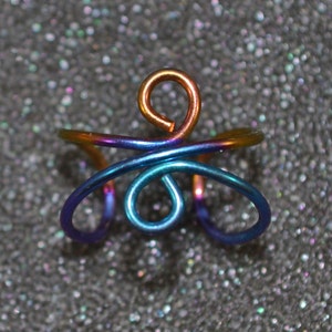Double Loop Wire Earcuff Niobium - Choose a Color! Non-pierced ear jewelry in bright anodized rainbow colors, hypoallergenic and adjustable.