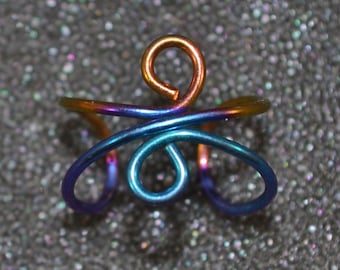 Double Loop Wire Earcuff Niobium - Choose a Color! Non-pierced ear jewelry in bright anodized rainbow colors, hypoallergenic and adjustable.