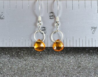 Boucles D'oreilles Pendantes En Argent 925 Avec Citrine Jaune Facettée - Forme Larme Briolette