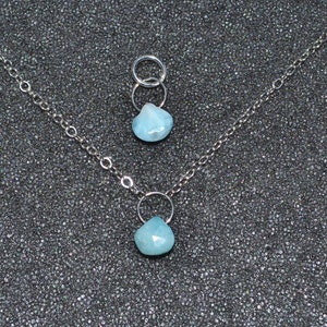 Genuine Larimar Faceted Briolette Necklace Or Pendant, You Choose! Dainty minimal simple layering sea and sky blue gems in sterling silver.