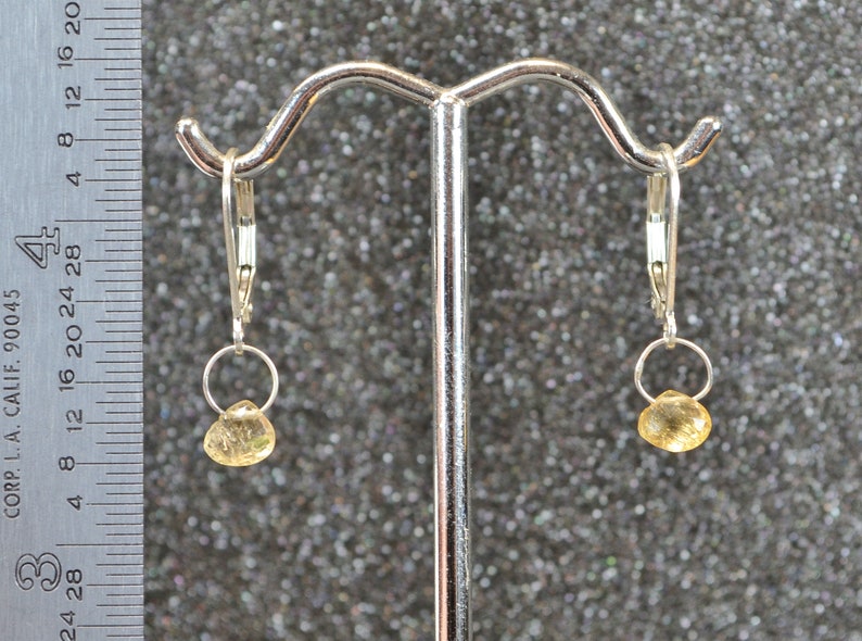 Genuine Imperial Topaz Faceted Briolette Earrings Dainty minimal simple November birthstones in silver. Hook Or Lever Back You Choose