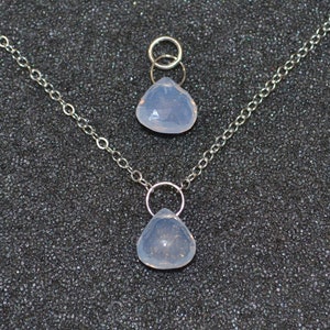 Genuine Lavender Chalcedony Faceted Larger Briolette Necklace Or Pendant, You Choose! Dainty minimal layering lavender gem in sterling.