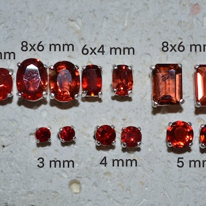 Echte Andesin Sonnenstein Ohrstecker - Wählen Sie eine Größe!  Sterling Silber und orange-rote Ohrstecker, nickelfrei und hypoallergen.